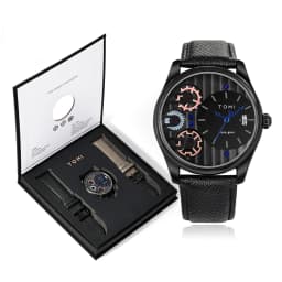 TOMI Men's Gift Box Combination Set Watch Luxury and Simple Business Detachable Strap Quartz Watch Men's Watch Festival Gift