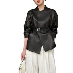 High End PU Leather Jacket 2025 NEW Women's Spring Autumn Korean Version Black Short Belt Leather Coat Female 4XL