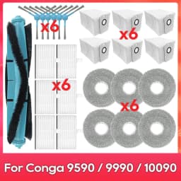Fit For ( Conga 9590 / 9990 / 10090 AI Spin Revolution Ultra Power Home ) Main Side Brush Filter Mop Dust Bag Part Accessory