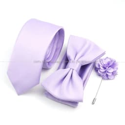 Hot Sale Bowtie Cufflink Brooch Tie Set Polyester Purple Blue Sage Green Necktie For Groom Suit Wedding Cravat Shirt Accessory