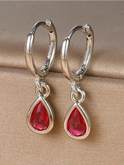 925 Sterling Silver Multicolored Water Drop Shaped Zircon Hoop Earrings For Women Anniversary Fashion High Quality Fine Jewelry