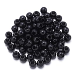 6/8/10/12/14/16mm Acrylic Beads Black White Solid Color Large Hole Loose Round Beads for DIY Bracelet Necklace Jewelry Making