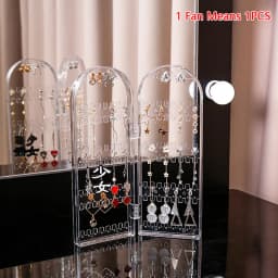 Folding Earrings Studs Display Rack Necklace Jewelry Shelf Stand Holder Panels Screen Organizer Storage Box