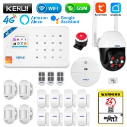 KERUI Security Alarm System Kit W184 4G WIFI GSM Alarm Wireless Home Tuya Smart APP Control Motion Sensor Burglar Support Alexa