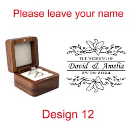 Custom Wooden Ring Box Personalized Engagement Wedding Rings Bearer Case Valentines Day Gift for Couples