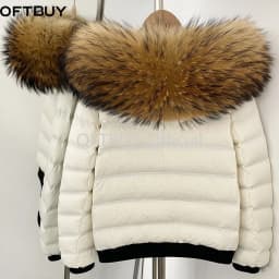 OFTBUY Quilted Zipper Pockets Women Short Down Jacket Goose Down Coat with Real Fox Fur Hood New Winter Puffer Coat Female