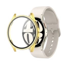 Glass+Case for samsung Galaxy watch 6 4 5 44mm 40mm 44 accessoires Bling Diamond PC bumper+Screen protector watch6 watch4 Cover