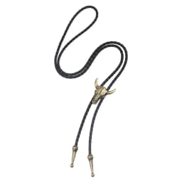 Adjustable Bull Head Five Stars Western Cowboy Bolo Tie Rodeo Dance Necktie Faux Leather Pendant Necklace