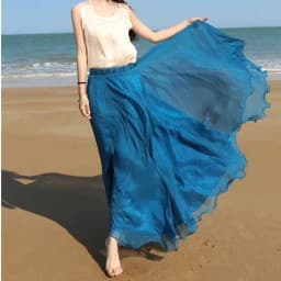 Floral Long Summer Beach Chiffon Wrap Cover Up Maxi Skirt For Women Beach High Waisted Pleated Dancing Party Skirts Womens C478