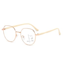 Retro Round Progressive Multifocus Reading Glasses Metal Frame Far Sight Glasses High Definition Anti-blue Presbyopia Glasses