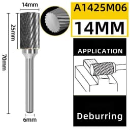 6mm A/AX Type Cylinder Head Tungsten Carbide Alloy Rotary File Drill Milling Carving Bit Point Burr Die Grinder Abrasive Tools