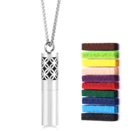 Cylindrical Aromatherapy Essential Oil Diffuser Necklace Storage Bottle Stainless Steel Pendant Fashion Perfume Lockets Jewelry