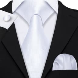 Barry.Wang Black White Gray Silver Men Tie Handkerchief Cufflinks Set Jacquard Necktie for Male Wedding Business Party Gift