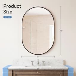 JHK Oval Wall Mirror with Metal Frame for Wall Modern Dressing Mirror Tempered Glass Bedroom Living Room Horizontal or Vertical