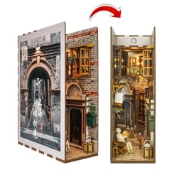 DIY Wooden Book Nook Shelf Insert Kits Miniature Cherry Blossom Bookends Japanese Doll Houses Toys Bookshelf Gifts Home Decor