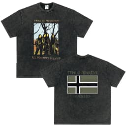 Rock Band Type O Negative The Green Man Vintage Washed T Shirt Gothic Metal Short Sleeve T-shirt Men's Vintage Hip Hop T Shirts
