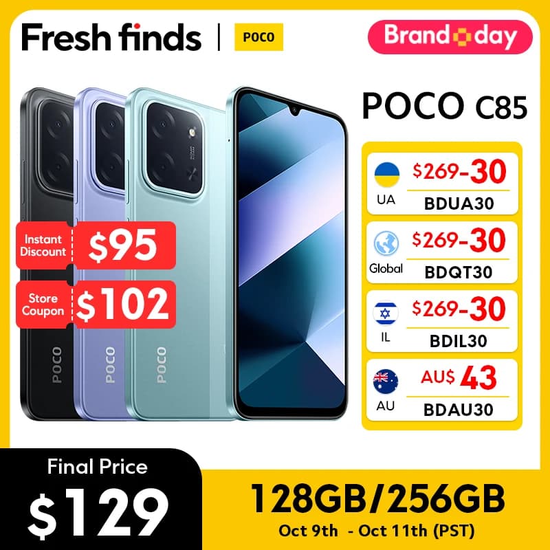 【World Premiere】Global Version POCO C85 Mobile Phone NFC 128GB/256GB 6.9" Dot Drop display 6000mAh Helio G81-Ultra 33W