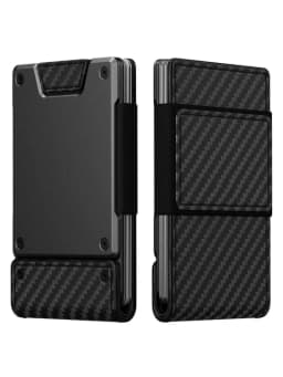 Luxury Leather Wallet Men Wallet RFID Blocking Card Holder with Opening and Closing Pull-Out Type Wallet for Men Metal Wallet