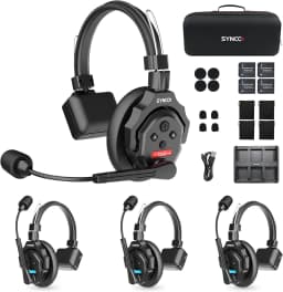 SYNCO XTALK X2 X5 2.4G Wireless Intercom Headset System 2-Person 350M 1148FT 24H Working Time Noise Reduction for Video Shooting
