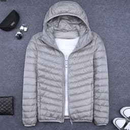 Men's Short Hooded Ultra-Thin Cotton Jacket Lightweight Fashionable Versatile Winter Outerwear Slim Fit Style Regular Length