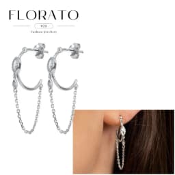FLORATO 925 Sterling Silver Earrings Chain Tassel Pendant Earrings Zircon Silver Earrings for Women Trend Luxury Wedding Jewelry