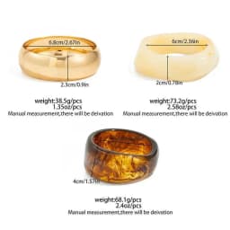 Salircon 3 Style Trendy Exaggerated Resin Wide Bangle Women HipHop Gold Color Geometric Heavy Metal Bangles Bracelet Men Jewelry