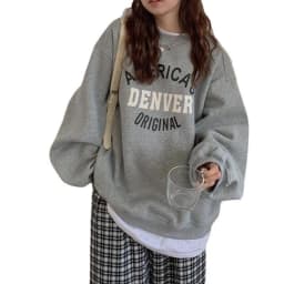 Trendy round Neck Sweatshirt 2025 New Spring Autumn Thin No Hat Printed Loose Women's Fashion Top Polyester Fiber Long Sleeve