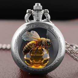 Hardworking Bee Dome Pocket Watch Arabic Numerals Dial Vintage Women Necklace Pendant Clock Men Kids Watch Relojes De Bolsillo