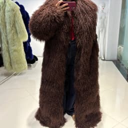 YOLOAgain 135-140cm Floor Length Mongolia Sheep Fur Coat Women Winter Warm Party Long Fur Coat Ladies Overcoat