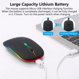 GOOJODOQ Bluetooth + 2.4G Dual-mode Mouse Rechargeable Colorful Light 800-1200-1600 DPI Noiseless Click Ergonomic Design