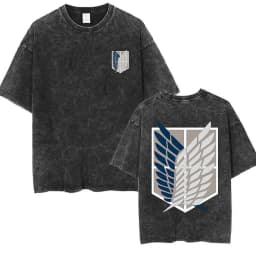 2026 Attack on Titan Anime Printed T-shirt Men's and Women's Washed T-shirt High Quality Vintage Cotton T-shirt Harajuku Y2K Top
