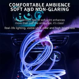 Car RGB LED Ambient Light Strip USB Fiber Optic Atmosphere Car Neon Interior Light Strip Center Console Door Decoration Lamp