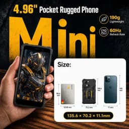 YACDELO ROCK V1 Mini Smartphone Compact Size 4.96' Display 3GB 32GB Removable 3000mAh Battery Android 16 GO Light Weight Phone