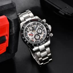PAGANI DESIGN Men Automatic Mechanical Watch Skeleton Hollow Dial100M Waterproof Stainless Steel Sport Wristwatch Reloj Hombre