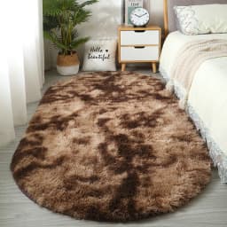 VIKAMA Long Plush Oval Area Rug Super Soft Fluffy Bedroom Bedside Rug Kids Room Nursery Dorm Floor Mat Home Decor