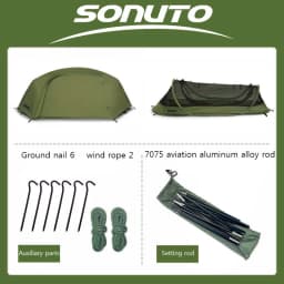 Sonuto Camp Bed Tent - Waterproof Sunshade Single Camping Tent, Lightweight 210D Oxford, Aluminum Poles, Windproof & Portable