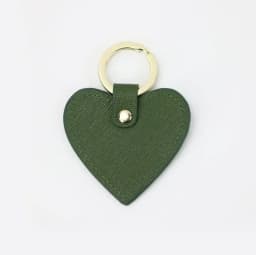 Free custom monogram logo leather keyring saffiano heart shaped kechians for promotion gift keychain ring keychain