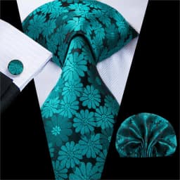 Hi-Tie Teal Green Solid Paisley Silk Wedding Tie For Men Fashion Design Quality Hanky Cufflink Men Gift Necktie Set Dropshipping
