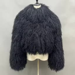 Sai Deng Qiu Li Winter Polychrome Warm Stand Collar Real Mongolia Sheep Fur Jacket Coat Women