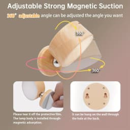 Magnetic Cordless Night Light 3 Color Temperatures & Dimmable Wall Lights 360° Rotation LED Wall Mounted Lights for Bedroom