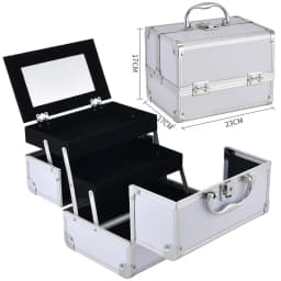 Makeup Case Handheld Aluminum Alloy Storage Box Large Capacity With Mirror Professional Makeup Artist Portable Makeup Toolbox