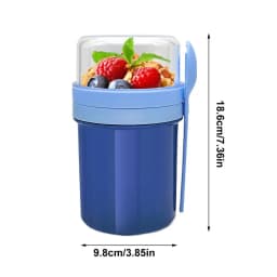 Overnight Oat Cup Glass With Lid And Spoon Double layer Sealed Food Breakfast Cup Portable Cereal Milk Salad Yogurt Cup