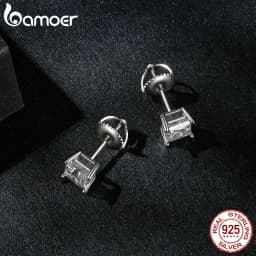 Bamoer 0.5-1ct Moissanite Screw Back Earrings for Women, D Color VVS1 Clarity Lab Created Diamond Earring White Gold Earrings