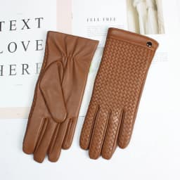 New Women's High end Sheepskin Gloves Touch screen Fashion Sheepskin Woven Warm Wool Knitted Lining Leather Driving Gloves