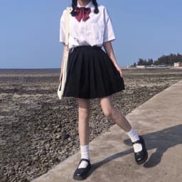 Graduation Girl's Skirt Set JK Uniform Plaid Short Skirt School Uniforms High School Senior Class Uniform Polyester Fabric