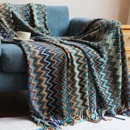 Bohemian Bed Blanket Knit Model Home Decoration, Colorful Striped Sofa Cover, Large Size Bedspread, Hotel Bed End Towel Cover