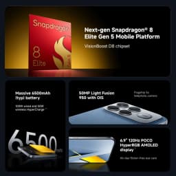 Poco F8 Ultra 5g Smartphone Snapdragon ® 8 Elite Gen 5 6.9"120Hz Poco Hyper Rgb Amoled Display 6500Mah 100W Wired 50Mp Ip68 Nfc