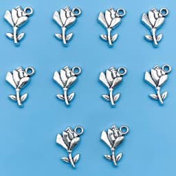 10/24Pcs/Pack Romantic Vintage Rose Flower Chaems Alloy Small Pendants for Jewelry Making Findings Crafting Accessories