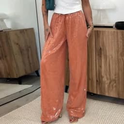 Chic Sequined Long Pants For Women High Waist Drawstring Ankle-length Loose Trousers 2025 Spring Summer Female Y2K Coquette Pant