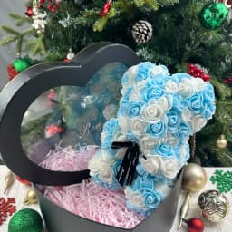 25cm Artificial Rose Teddy Bear with Gift Box, Romantic Valentine's Day Gift for Women, Ideal for Anniversary & Wedding
